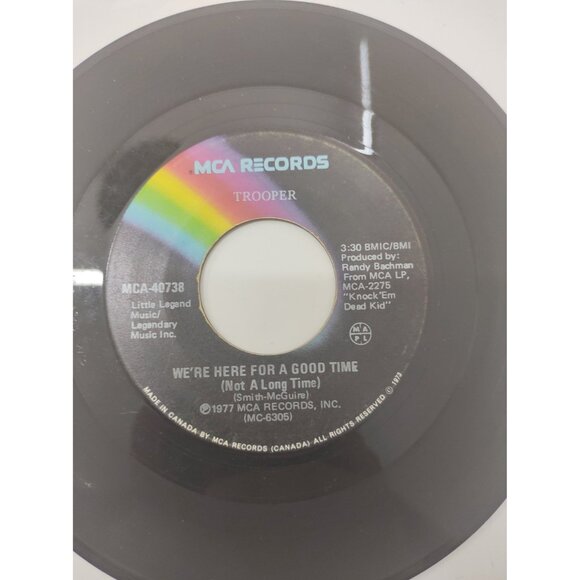 Trooper We’re Here for a Good Time 7" 45 Vinyl Single MCA MCA-40738 - Picture 3 of 5